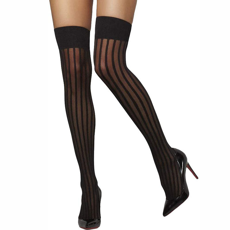 Fever Vertical Stripe Plain Top Hold Ups Leggsbeautiful Leggsbeautiful