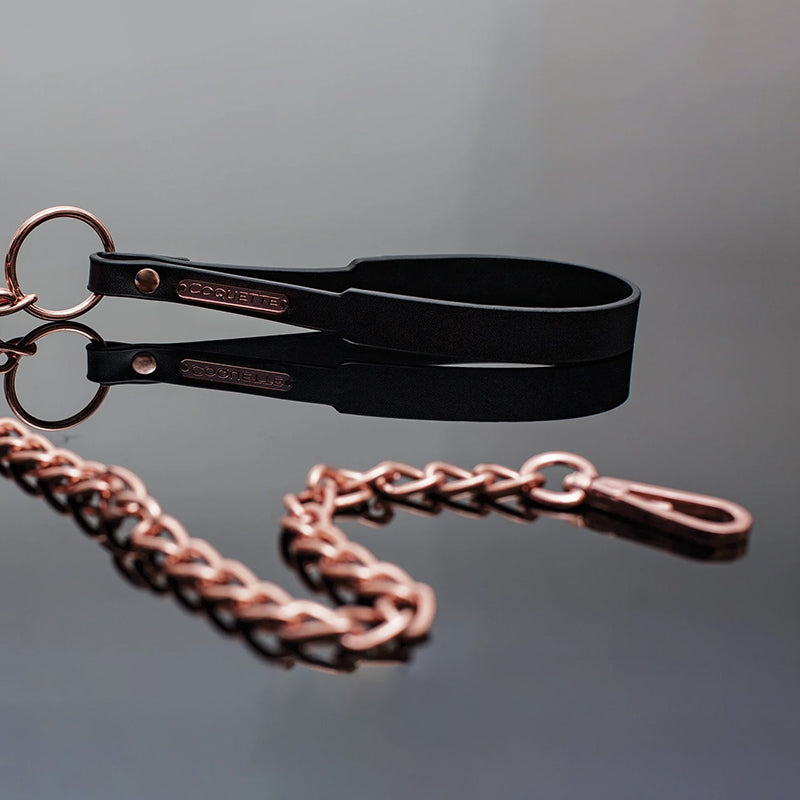 Coquette Premium Faux Leather & Rose Gold Chain Fetish Leash