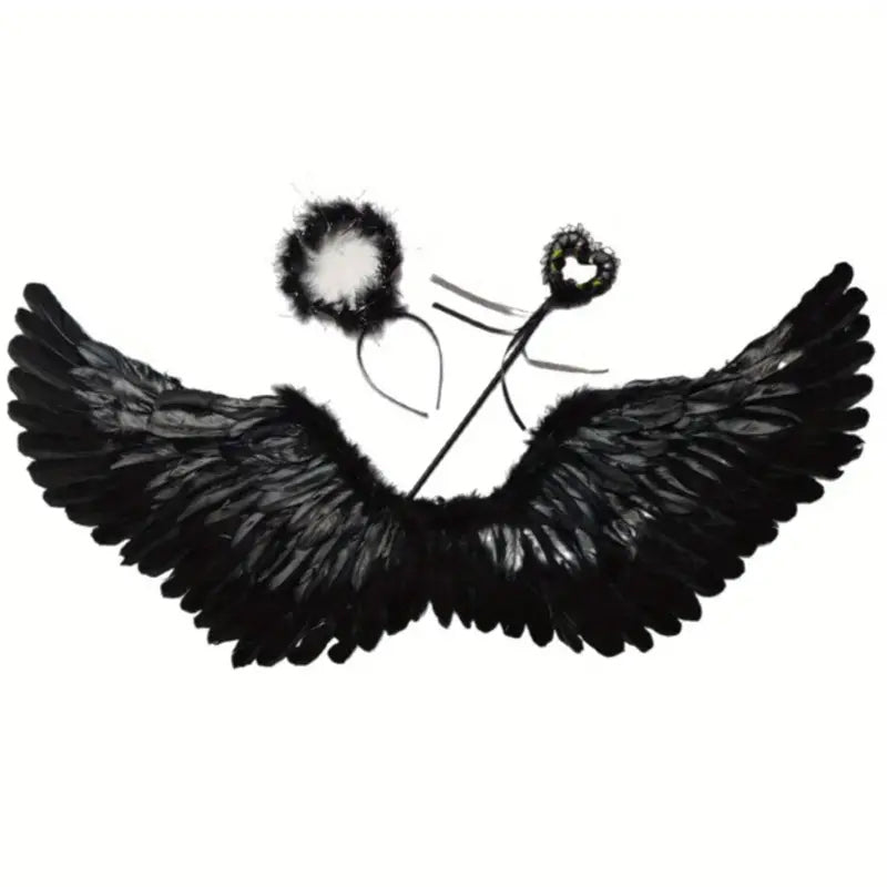 Angel Accessory Kit 3 Piece Feather Wings Halo & Wand