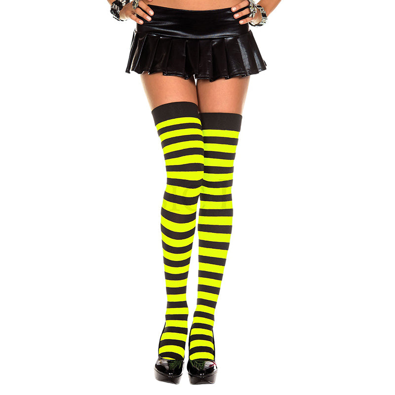 
                      
                        Music Legs Wide Coloured Stripe Thigh Highs
                      
                    