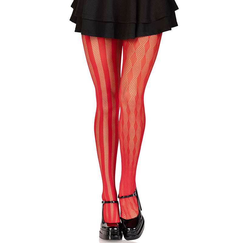 Daily Deals Plaid Leggings Red White Fishnet Tights Black Tights