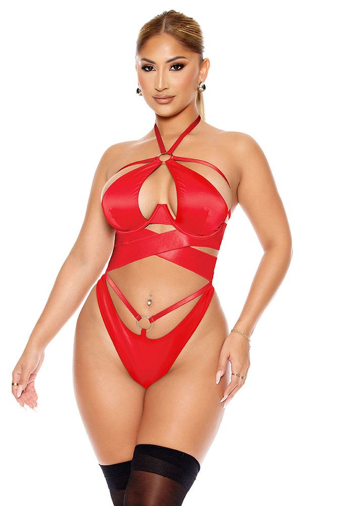 Forplay Soft Life Satin Criss Cross Teddy