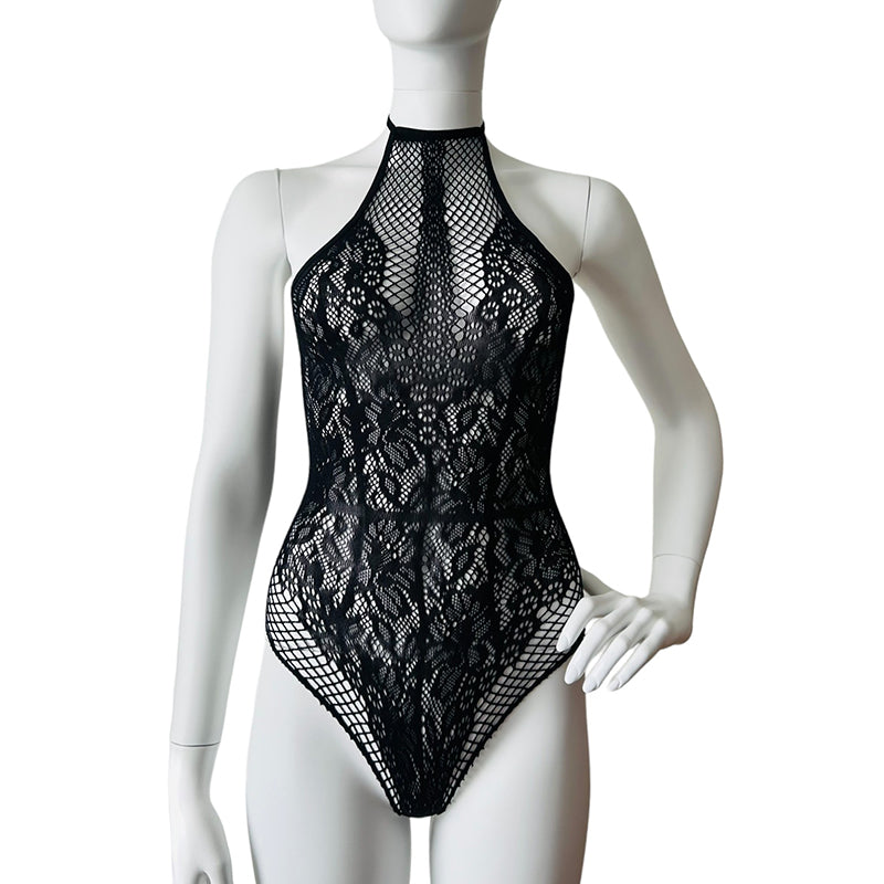 VENUS Black Lace Halter Neck Bodysuit