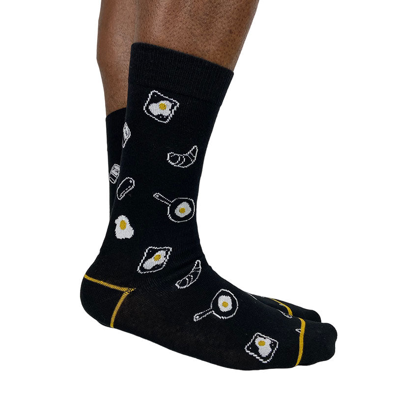 Men's Cotton Blend Breakfast Print Crew Socks