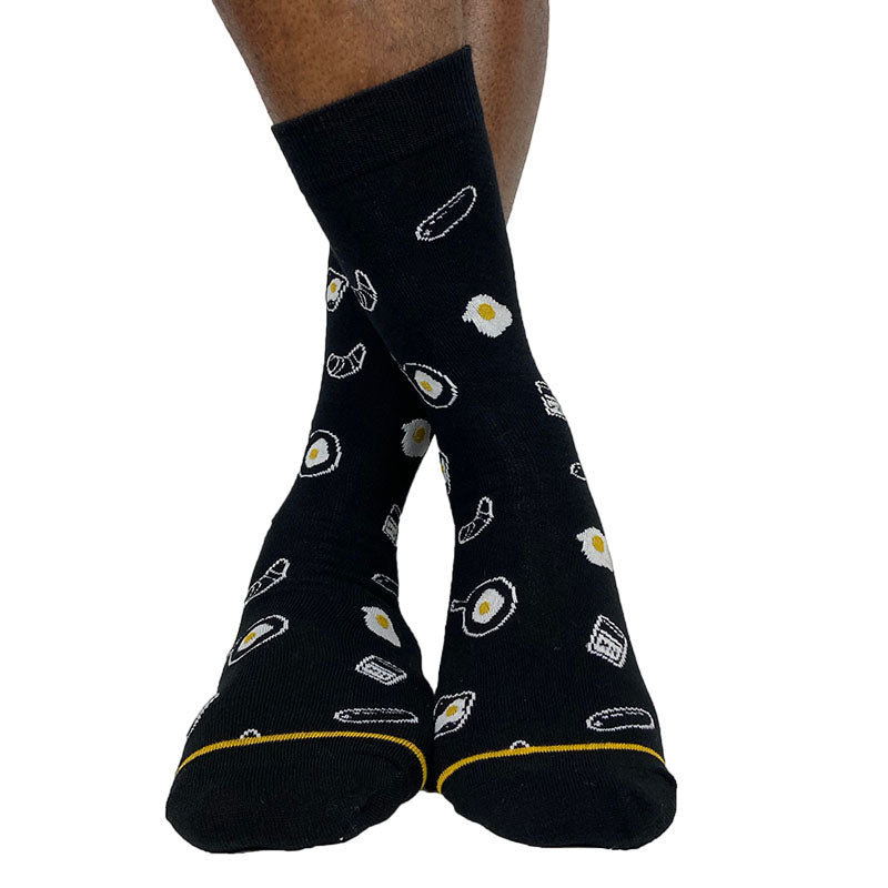 Men's Cotton Blend Breakfast Print Crew Socks