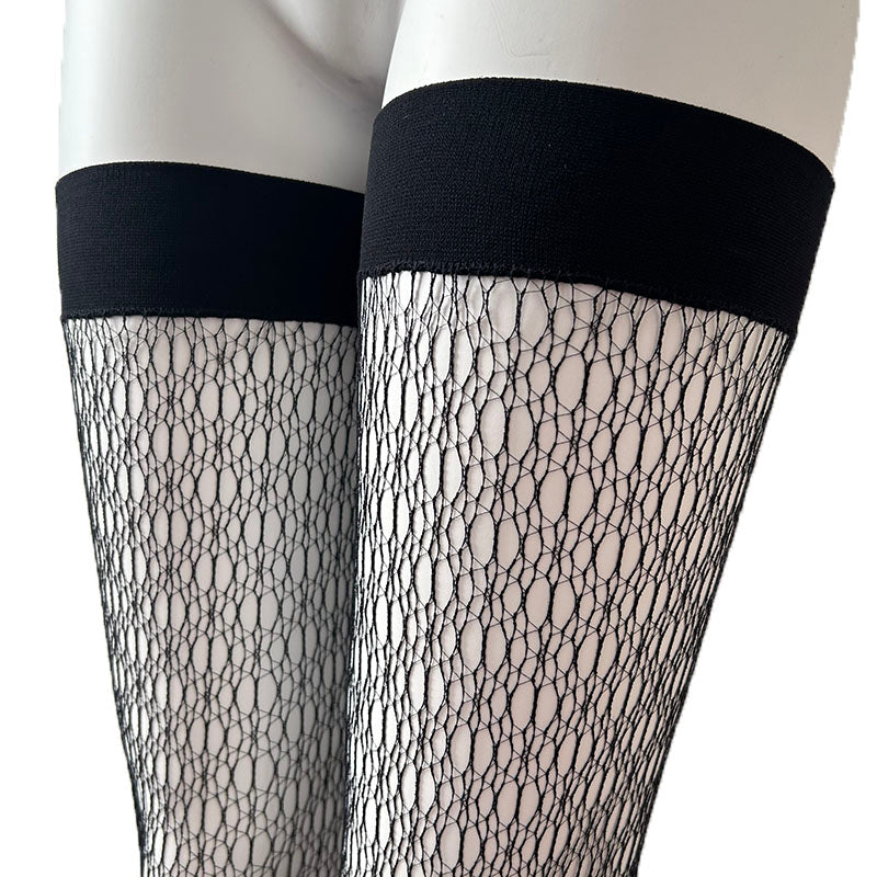 Baci Lingerie Patterned Fishnet Thigh High Stockings