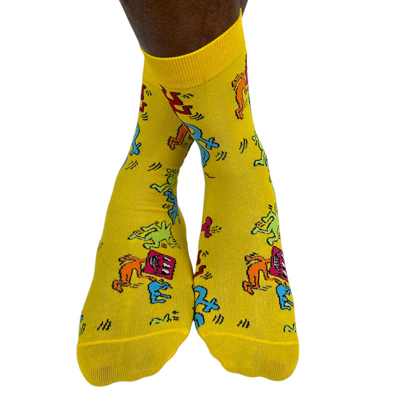 Men's Cotton Blend Funny Figures Crew Socks