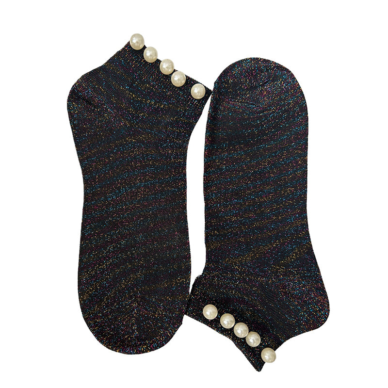 
                      
                        Lurex Glitter Ankle Socks With Pearl Cuff
                      
                    