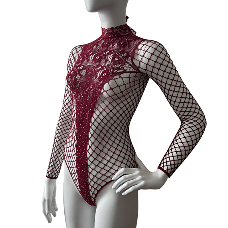 
                      
                        NEFERTITI Diamante Bodysuit In Fishnet And Lace
                      
                    