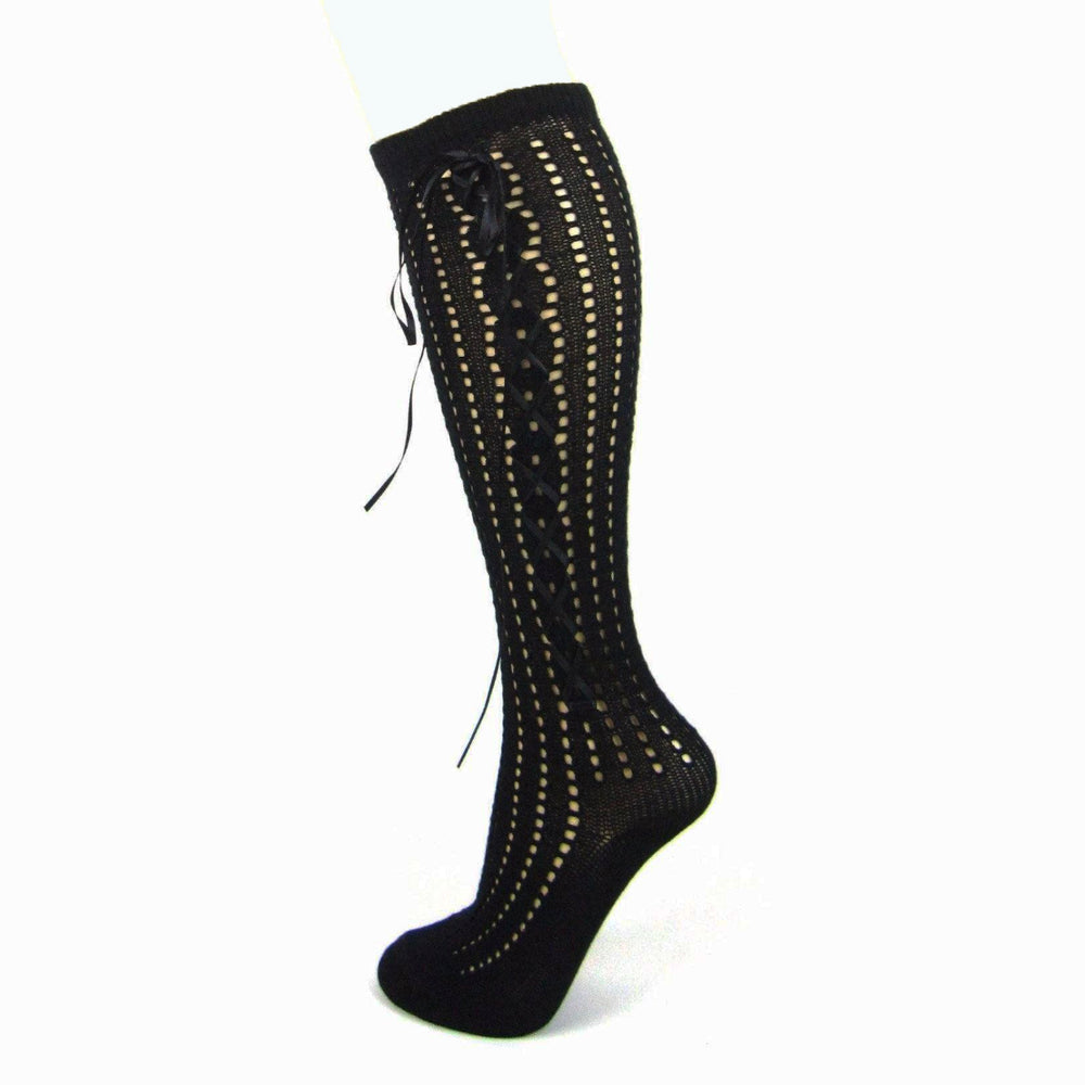 Cotton Blend Open Knit Knee High Socks