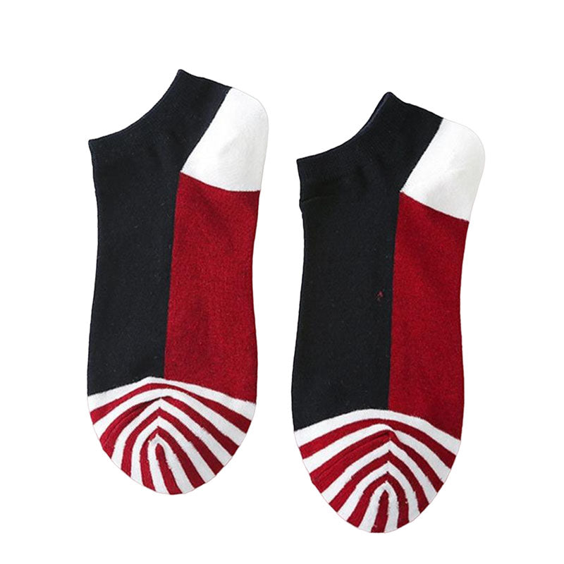 Men's Cotton Blend Stripe Toe Trainer Socks