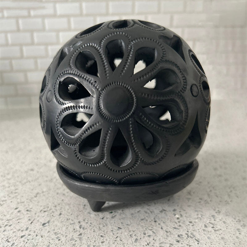 Mexican Hand Carved Black Mud Incense Burner