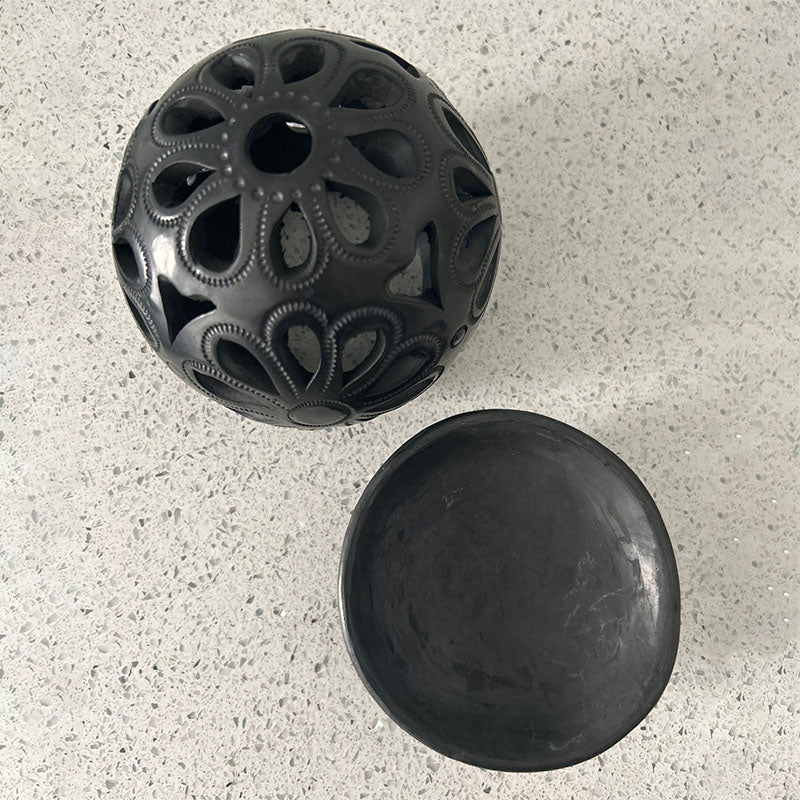 Mexican Hand Carved Black Mud Incense Burner