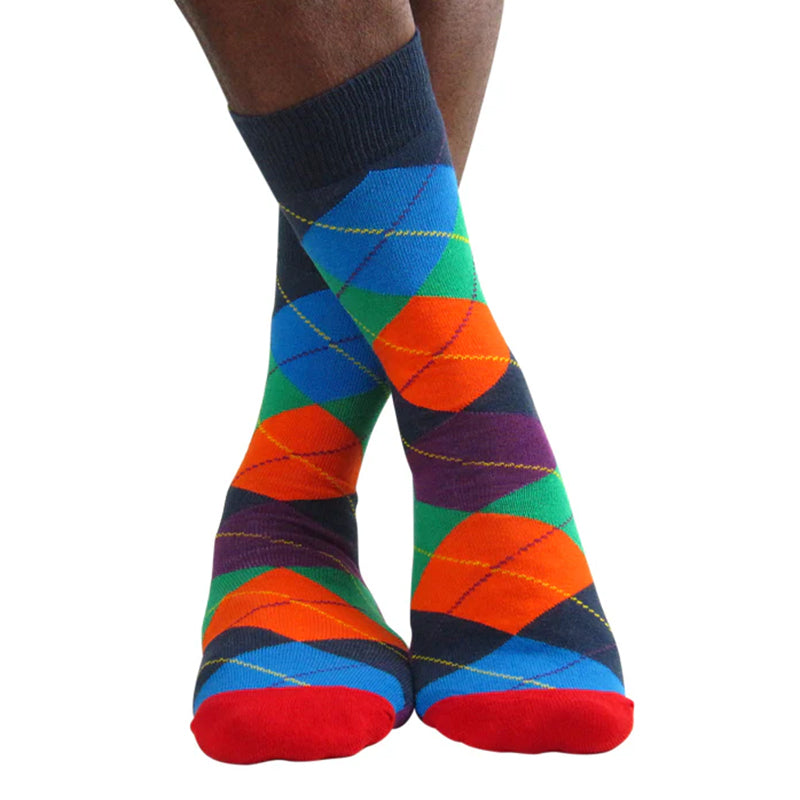 
                      
                        Luv Socks Men's Cotton Blend Coloured Argyle Crew Socks
                      
                    