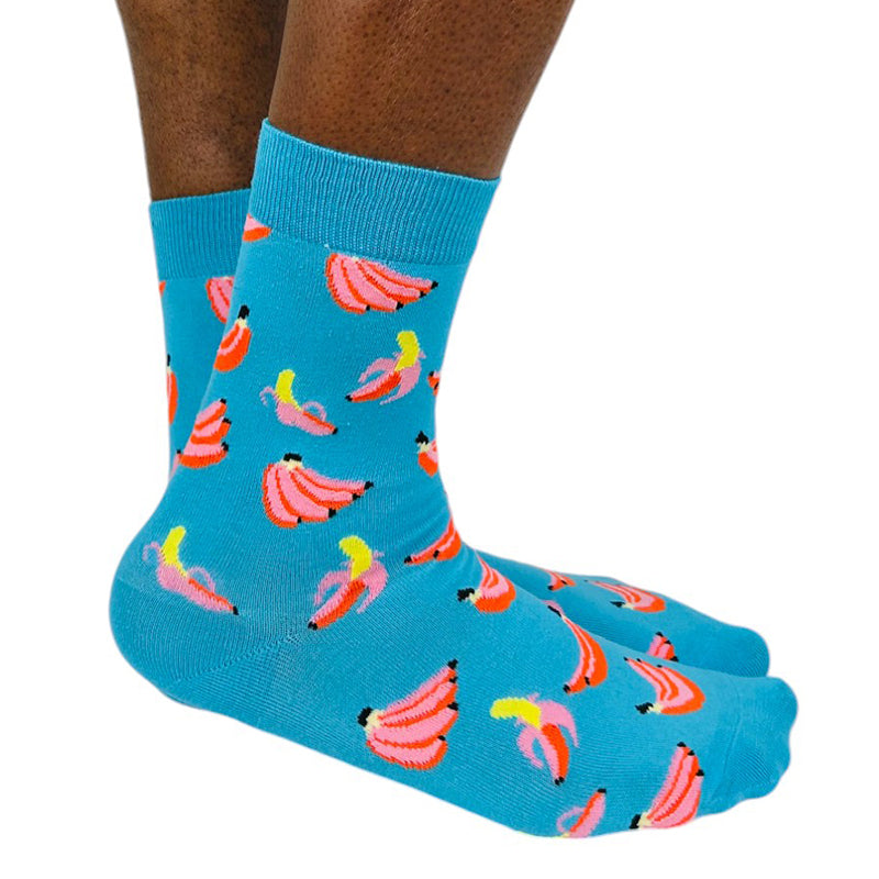 Luv Socks Men's Cotton Blend Banana Crew Socks