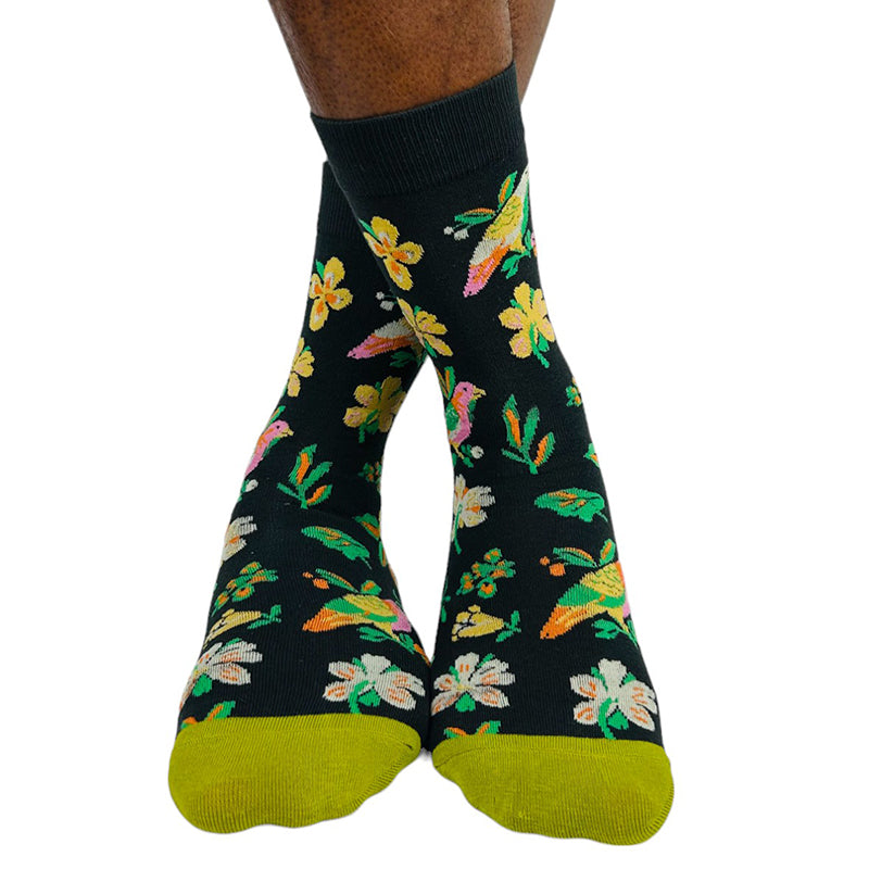 Flirt Men's Cotton Blend Bird & Flower Socks