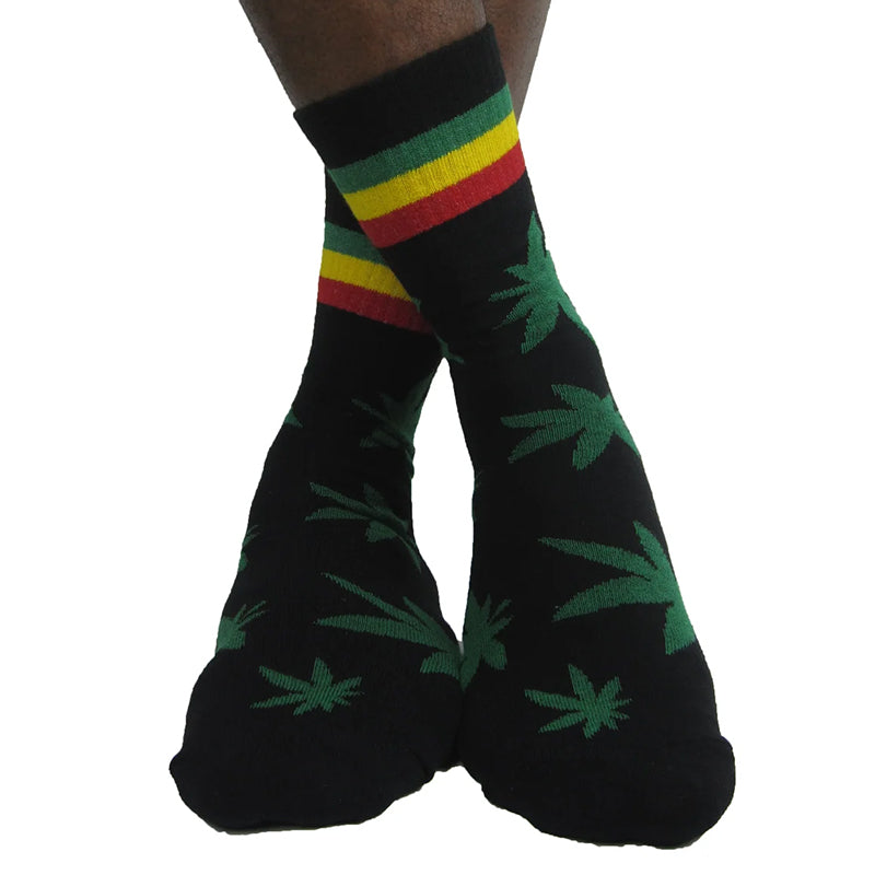 Luv Socks Men's Cotton Cannabis Print Crew Socks