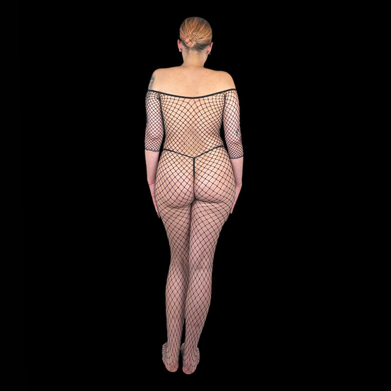 CATCH Crotchless Diamond Net Long Sleeve Bodystocking