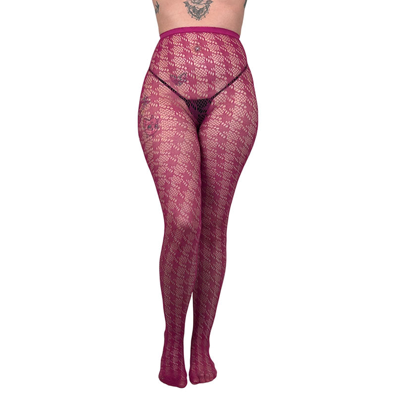 City Slicker Crochet Houndstooth Patterned Tights