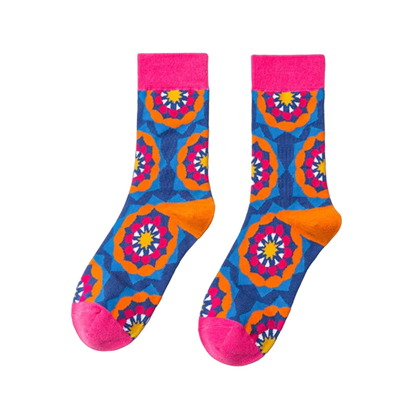 Cotton Blend Kaleidoscope Patterned Ankle Socks