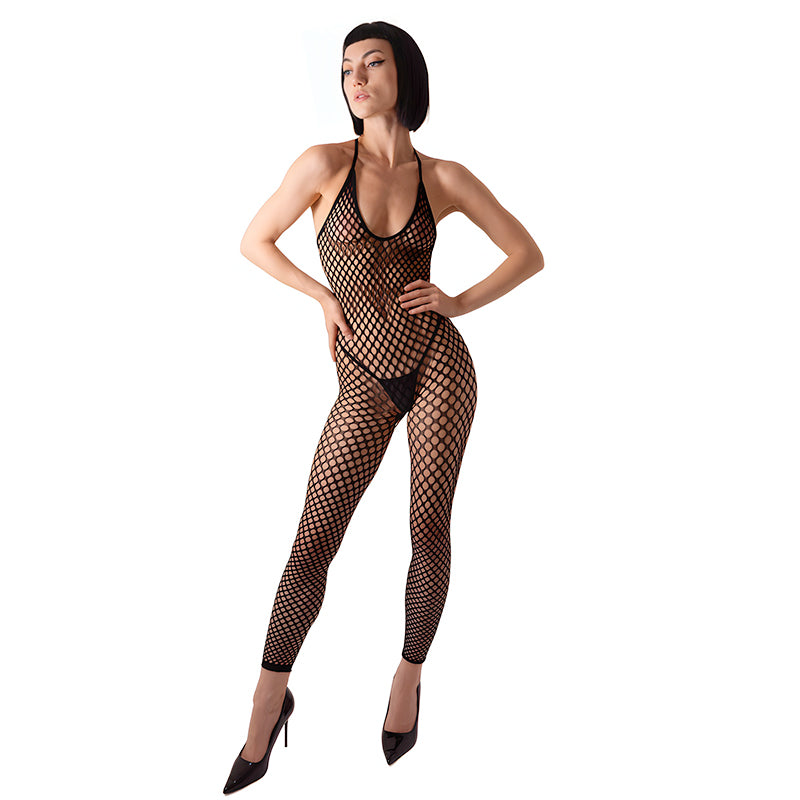 BRODIE Halter Neck Ring Net Halter Neck Footless Bodystocking