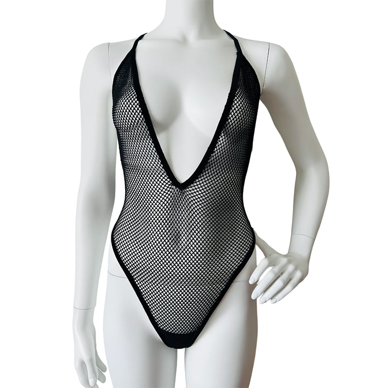 
                      
                        SLOANE High Cut Deep V Adjustable Strap Fishnet Bodysuit
                      
                    