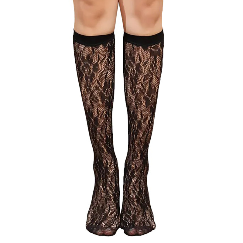 Stretch Floral Net Knee High Socks