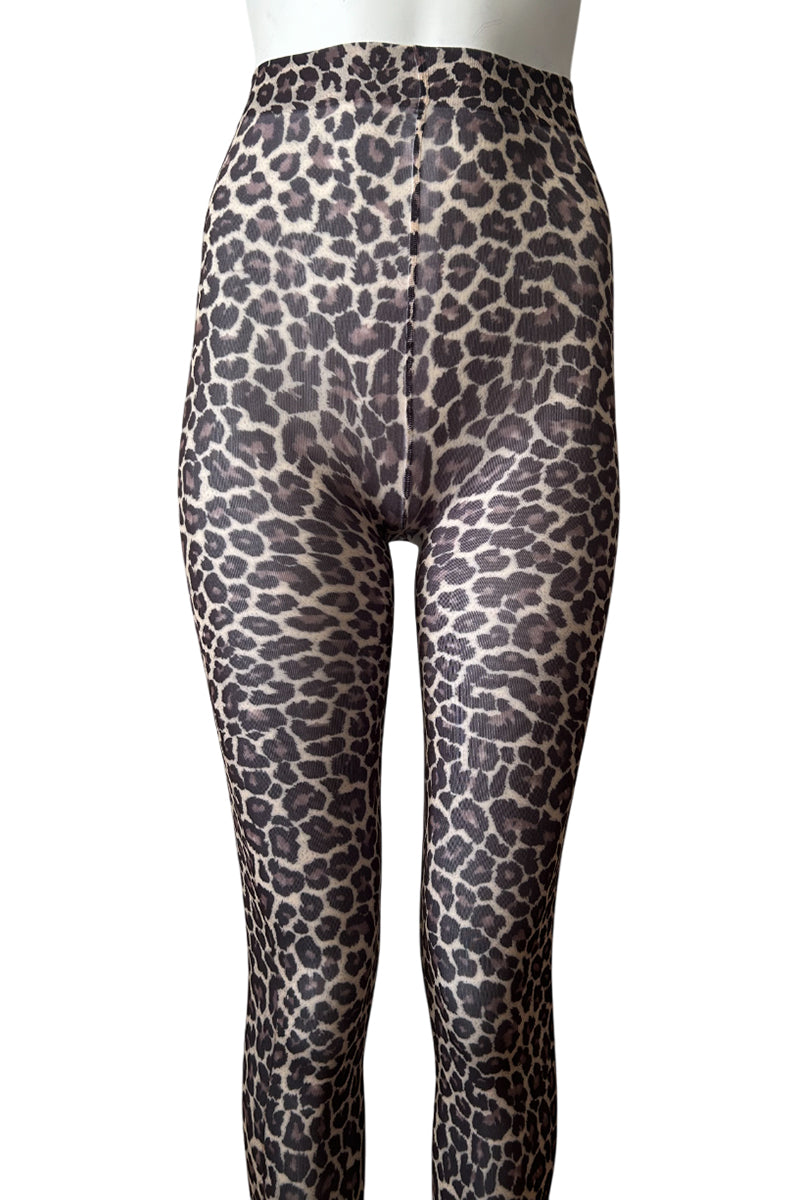 70 Denier Footless Leopard Print Tights