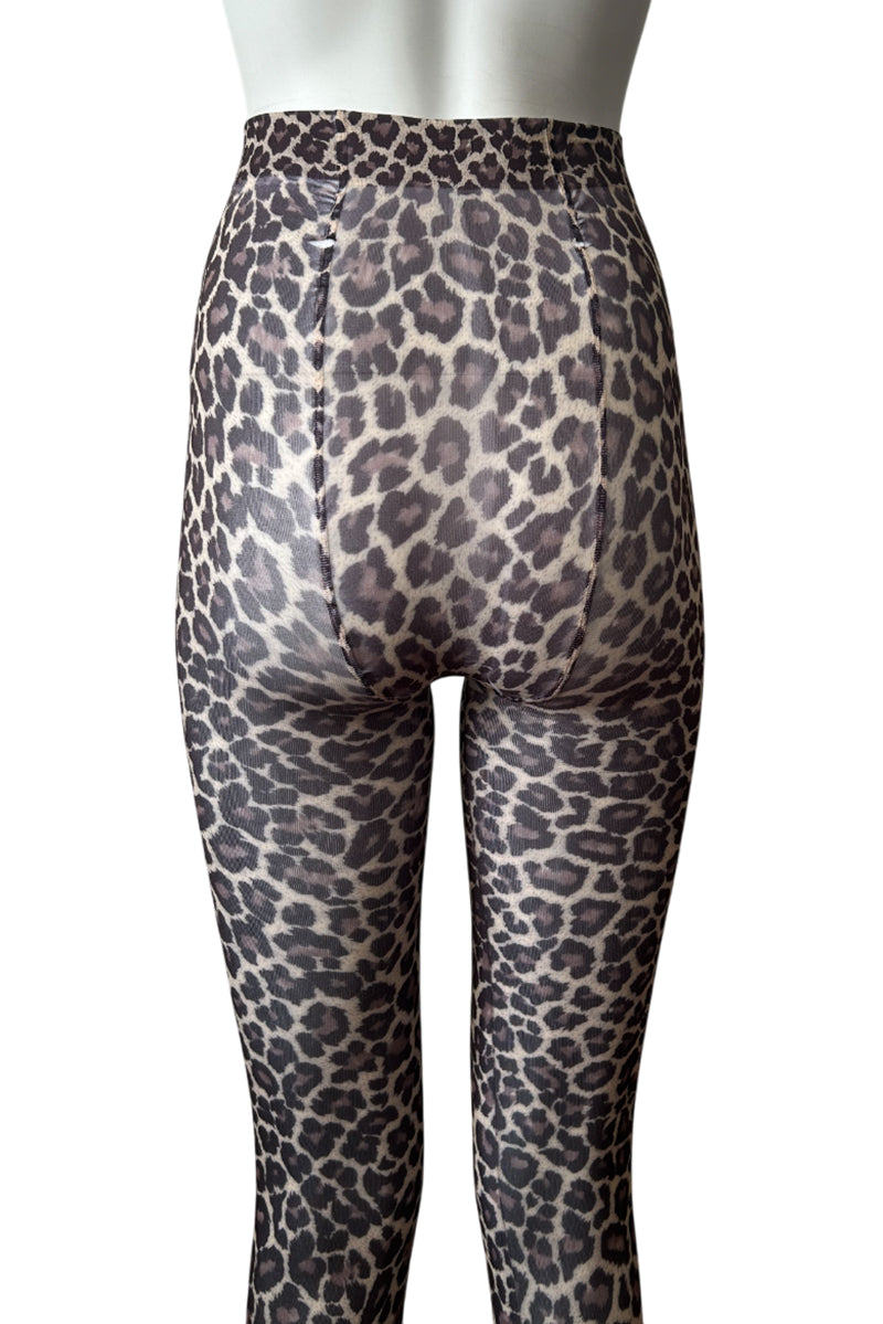 70 Denier Footless Leopard Print Tights