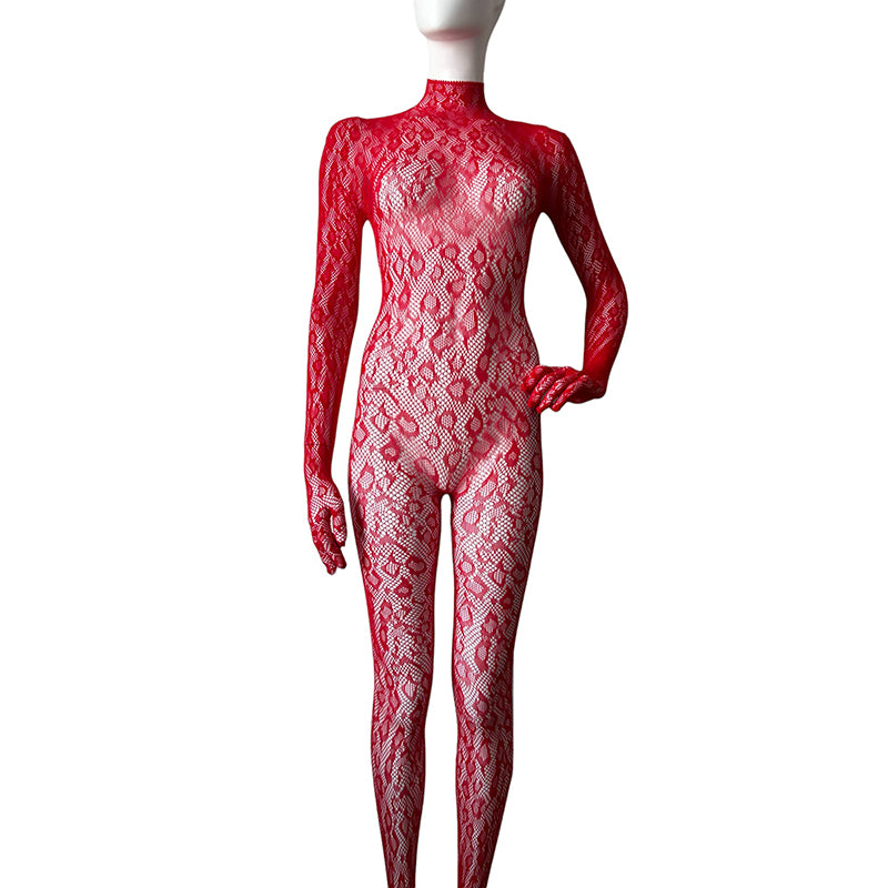 
                      
                        KITTY Gloved Woven Fishnet Leopard Print Bodystocking
                      
                    