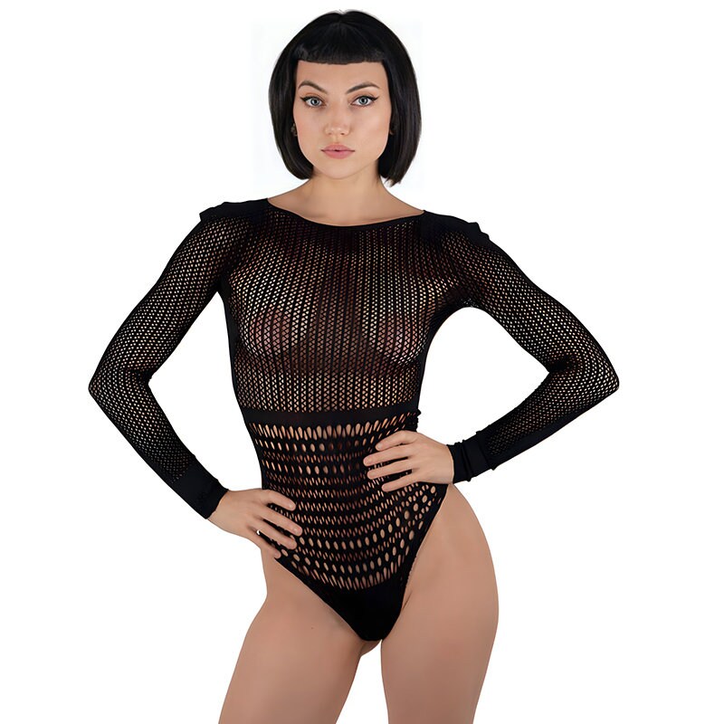 
                      
                        ONDE Mesh Long Sleeve Open Back Bodysuit
                      
                    