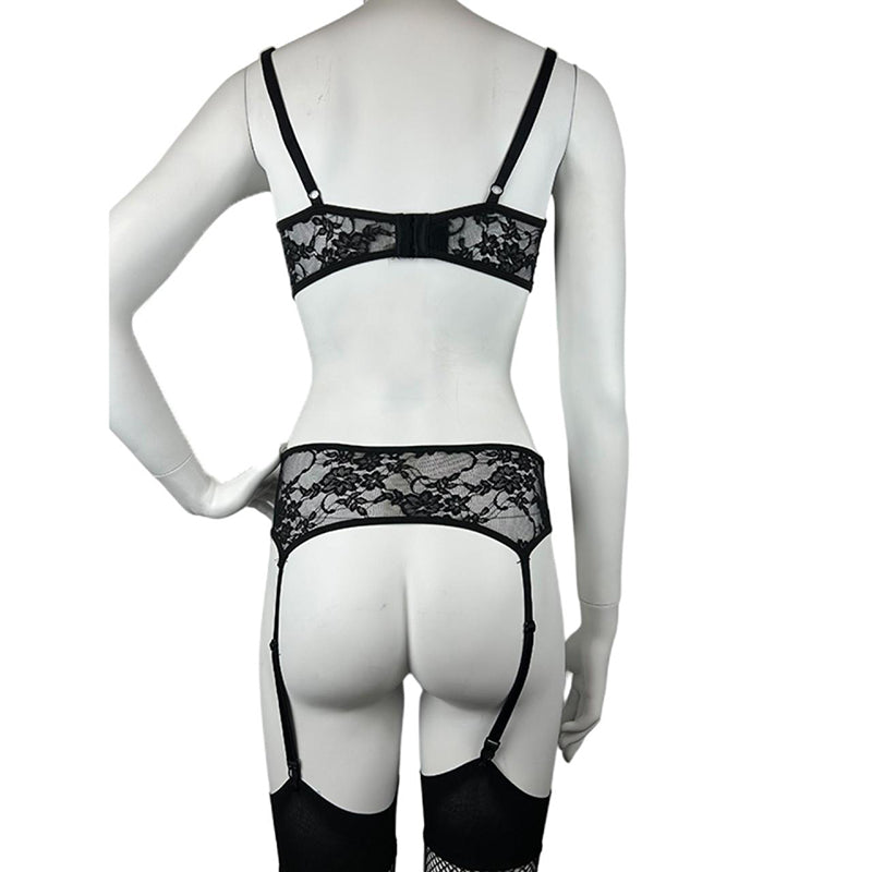 Forplay 2 Piece Lace Bra & Garter Set