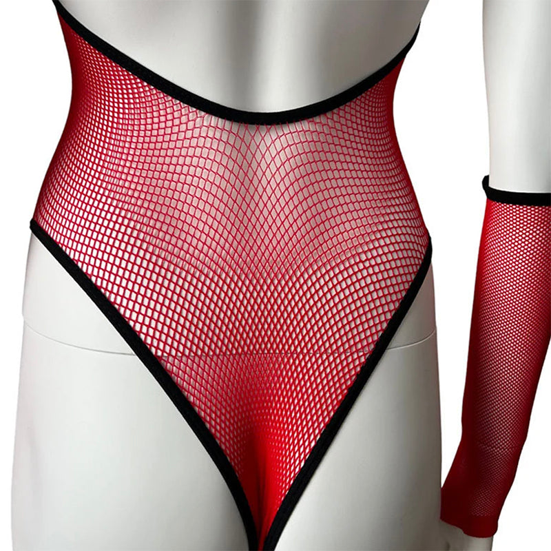 
                      
                        SELENE Fishnet Halter Bodysuit With Fingerless Gloves
                      
                    