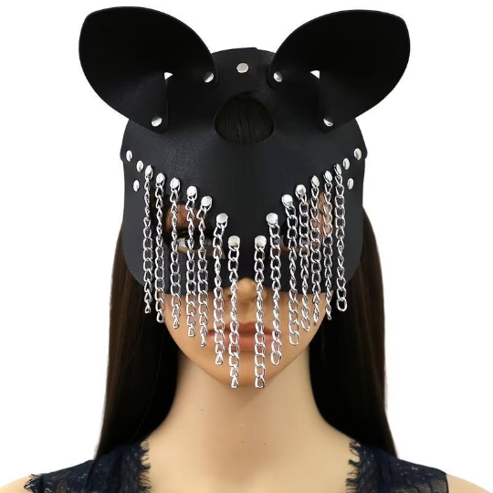 
                      
                        BAD KITTY Fringe Vegan Leather Cat Mask
                      
                    