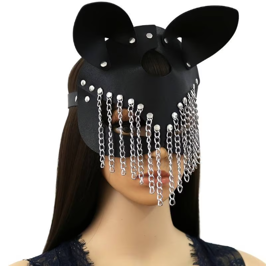 
                      
                        BAD KITTY Fringe Vegan Leather Cat Mask
                      
                    