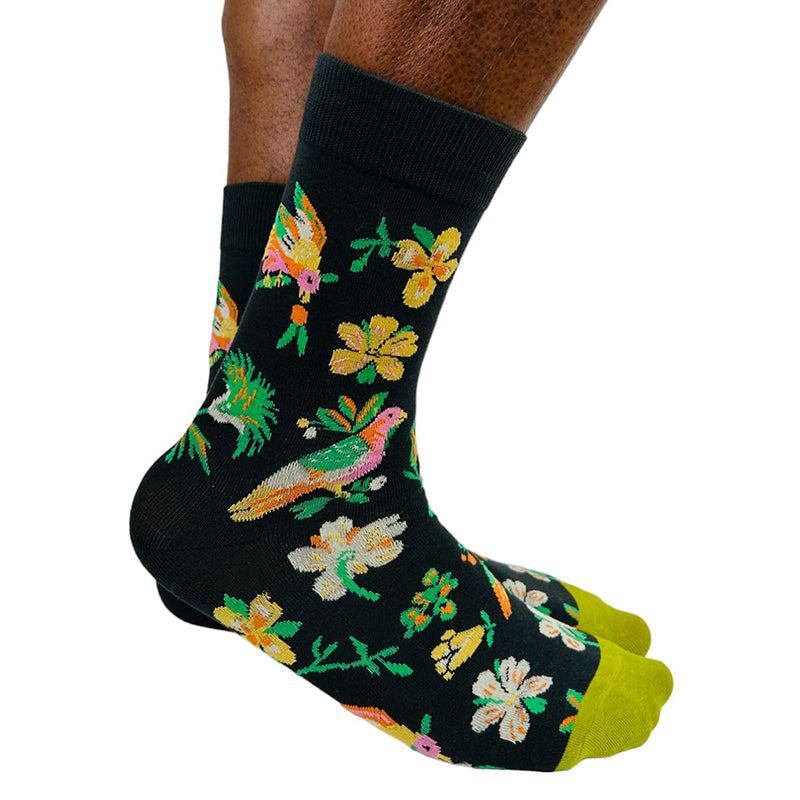 Flirt Men's Cotton Blend Bird & Flower Socks