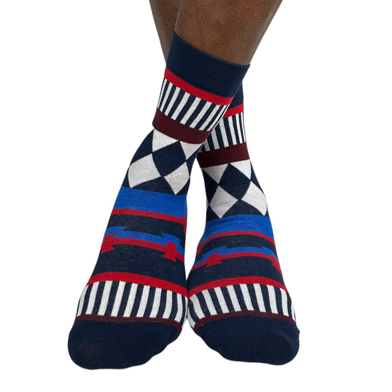 Men's Cotton Blend Multi Patterned Crew Socks