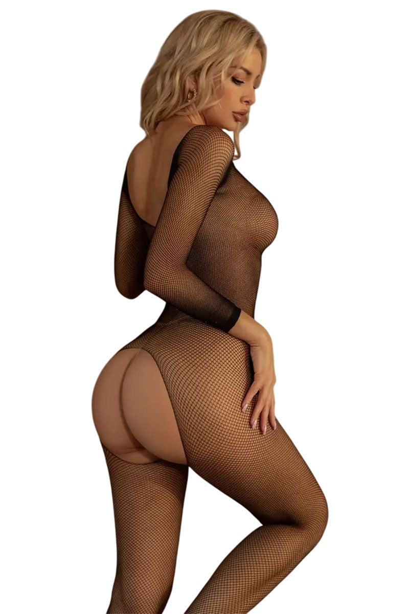 SPANK ME Micronet Off Shoulder Bare Bottom Bodystocking