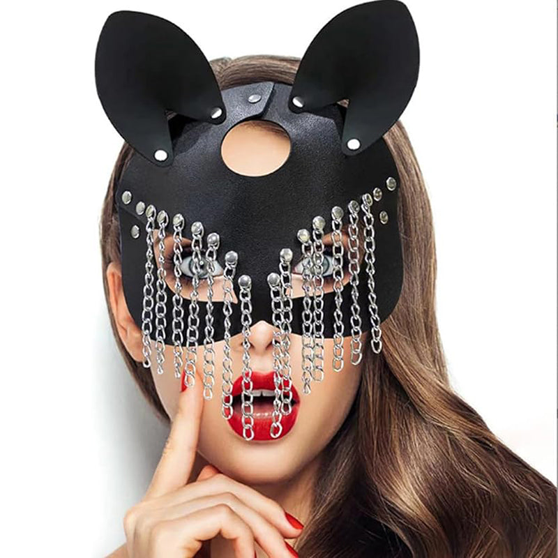 
                      
                        BAD KITTY Fringe Vegan Leather Cat Mask
                      
                    