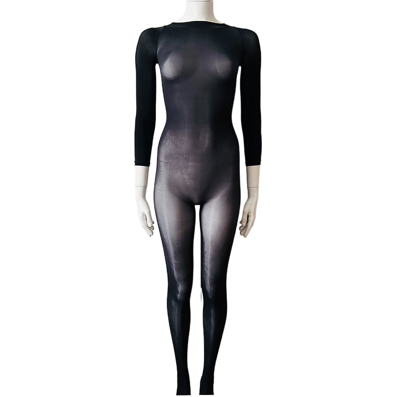 
                      
                        Oil Shine Seamless Long Sleeve Opaque Bodystocking
                      
                    