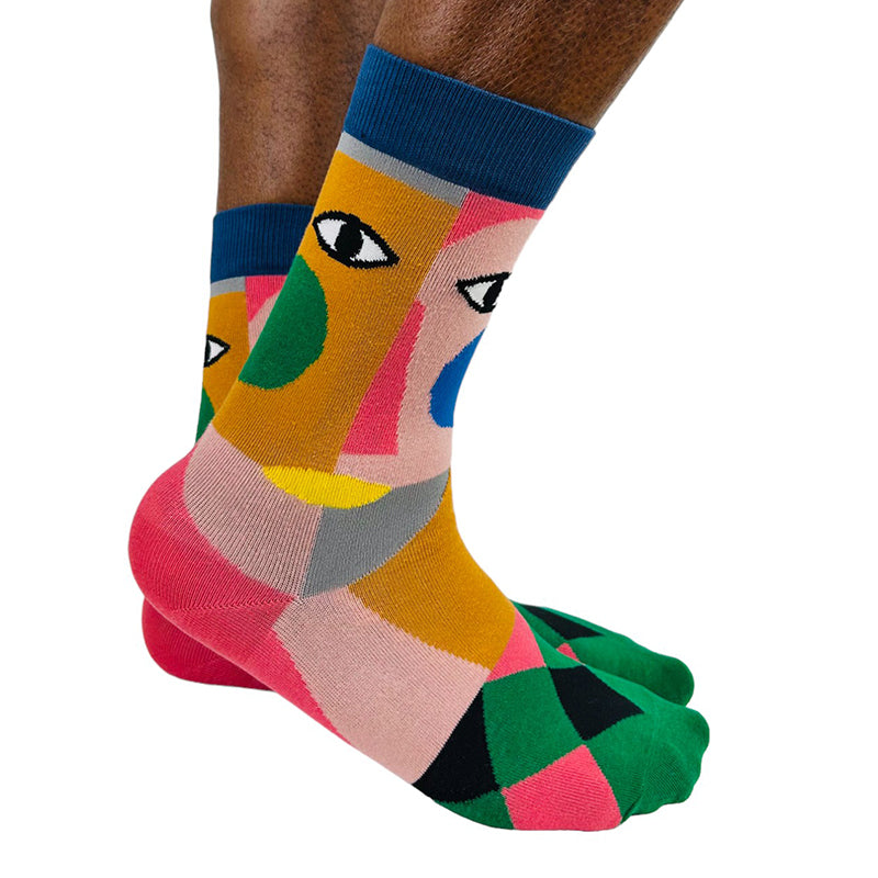 Men's Cubist Style Crew Socks