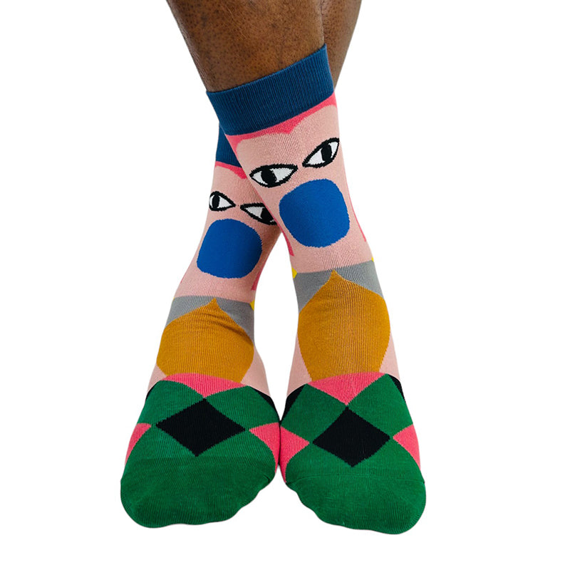 Men's Cubist Style Crew Socks