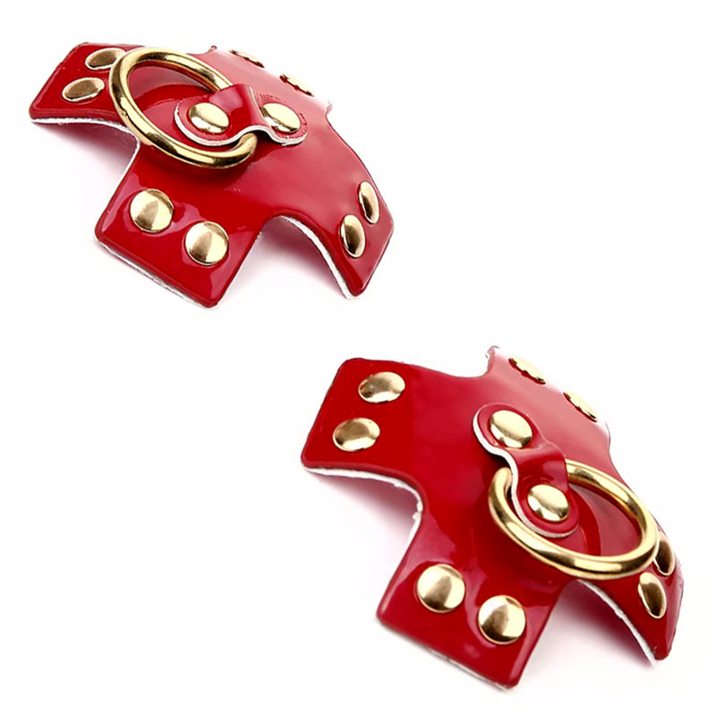 Studded Cross Shaped Patent Leather Nipple Pasties