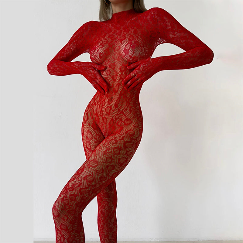 
                      
                        KITTY Gloved Woven Fishnet Leopard Print Bodystocking
                      
                    