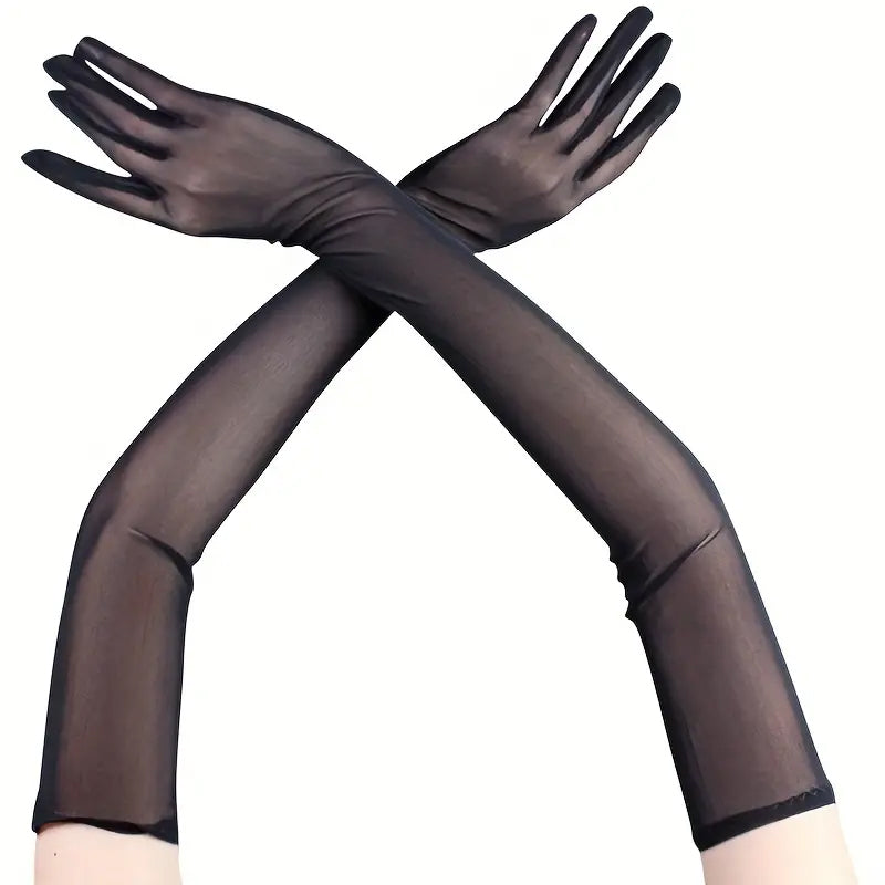 Long Sheer Mesh Opera Gloves