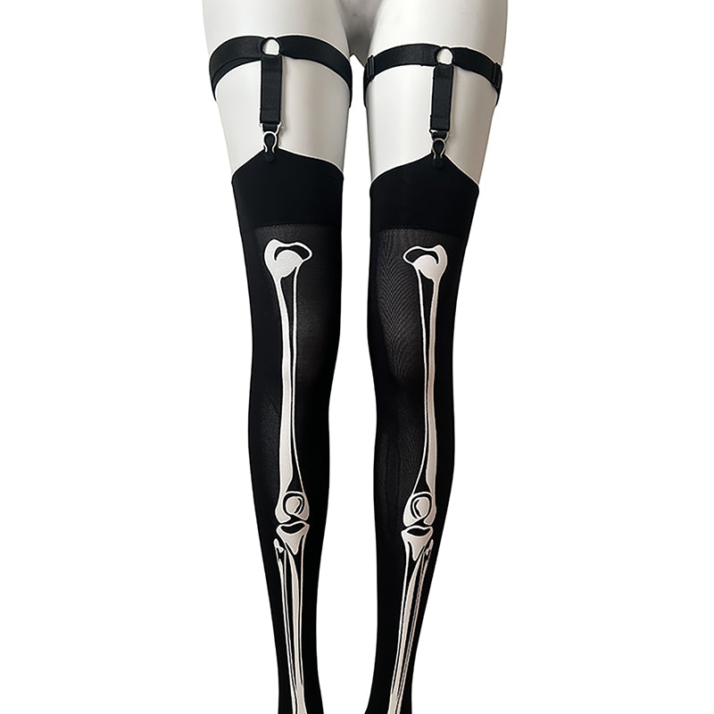 
                      
                        Skeleton Print Opaque Nylon Stockings
                      
                    