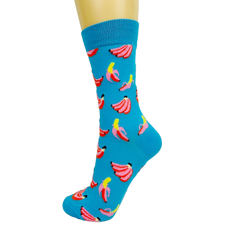 Womans Cotton Blend Banana Print Ankle Socks