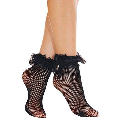 Music Legs Frill Top Fishnet Ankle Socks - Leggsbeautiful