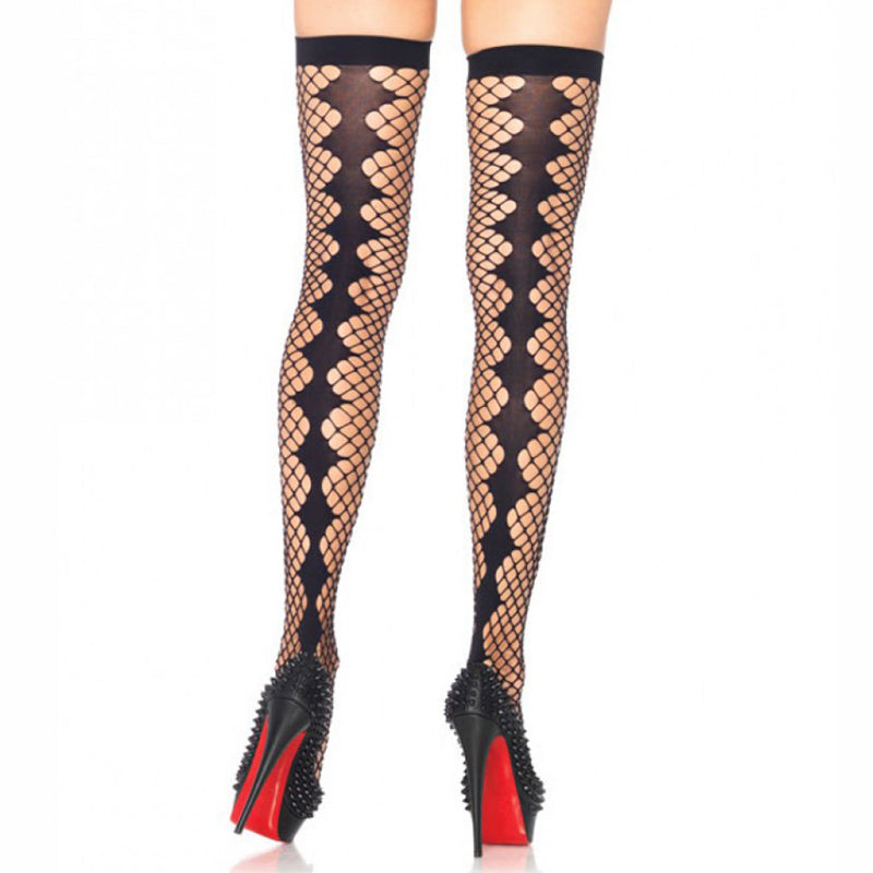 Leg Avenue Diamond Net Thigh High With Diamond Back Seam