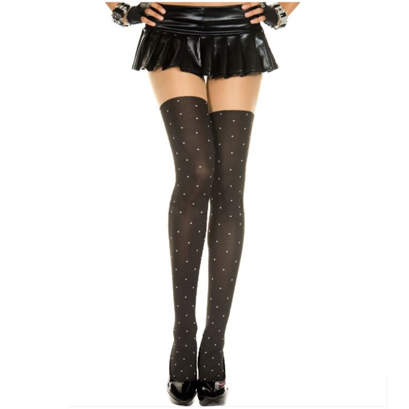 Music Legs Polka Dot Mock Thigh High Tights